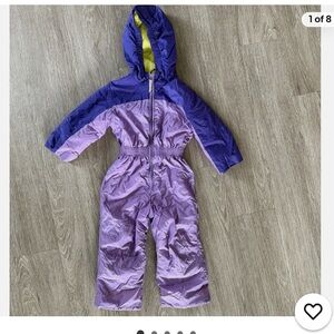 Lands’ End Purple Insulated Snowsuit Size 2T Hooded One Piece Winter Suit